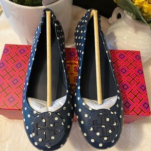 ✨NEW✨TORY BURCH MINNIE TRAVEL BALLET WITH LEATHER LOGO